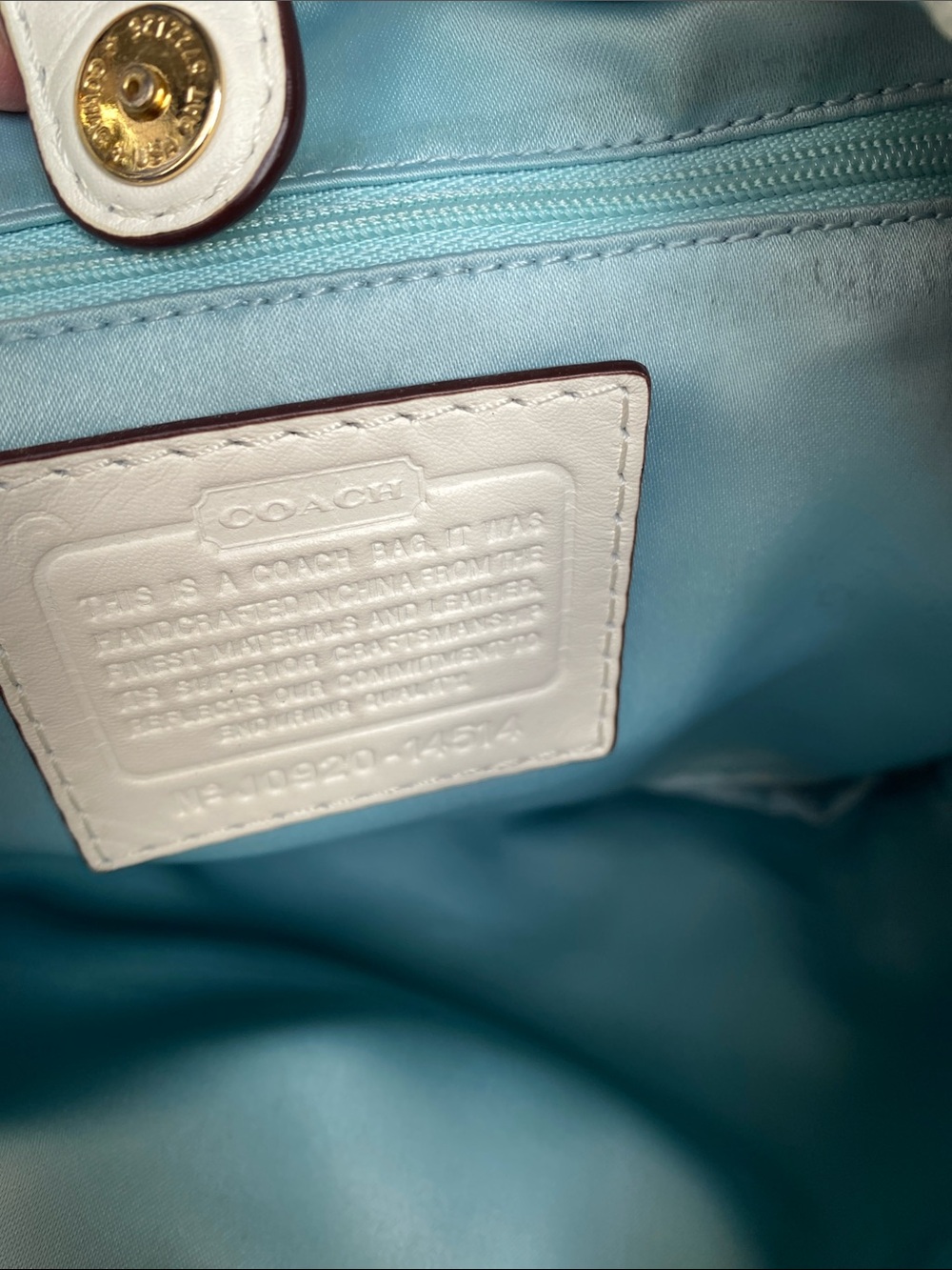 Coach Cream Croc-Embossed Patent Leather Shoulder Bag Satchel Gold Hardware - Picture 7 of 9